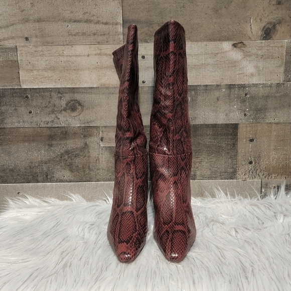 New Sam Edelman Samira Leather Boots in Plum Multi Snake Print | Size 5 - Picture 8 of 11